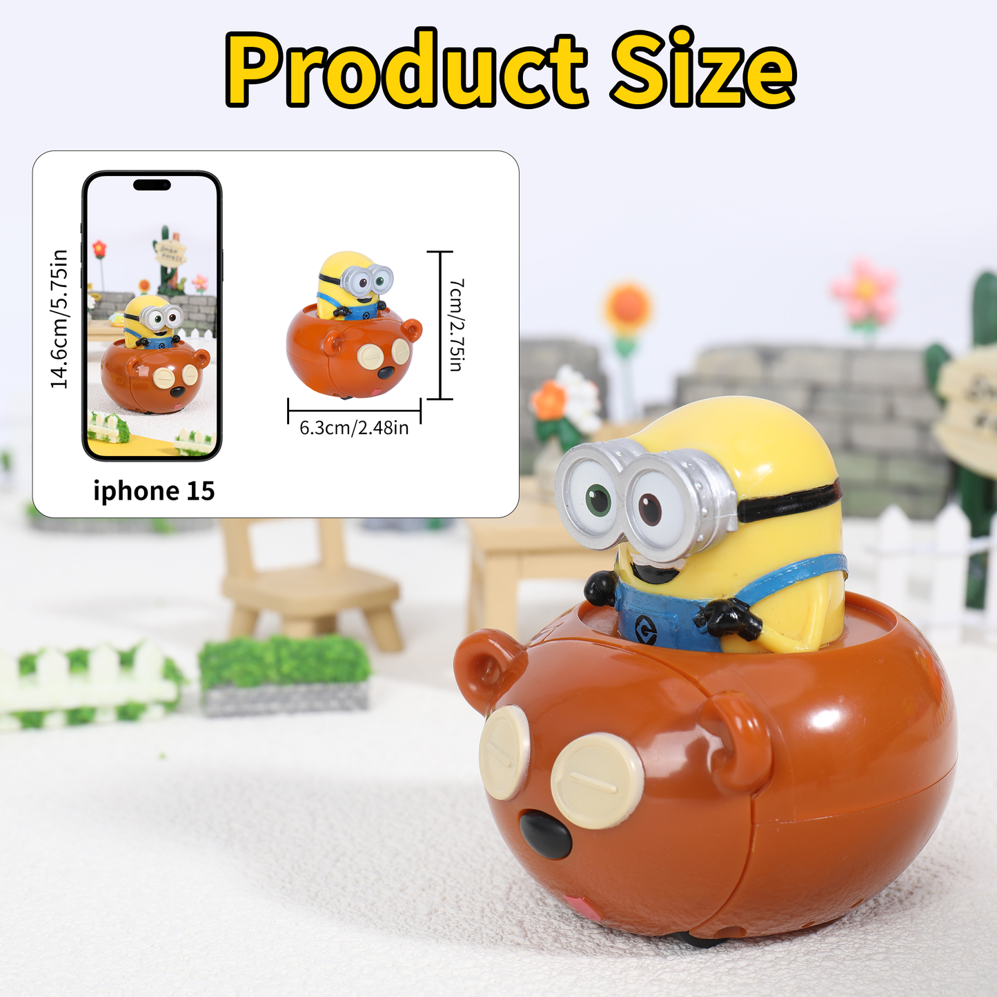 YOLOPARK Minions Toys, Pull Back Cars with Music - W